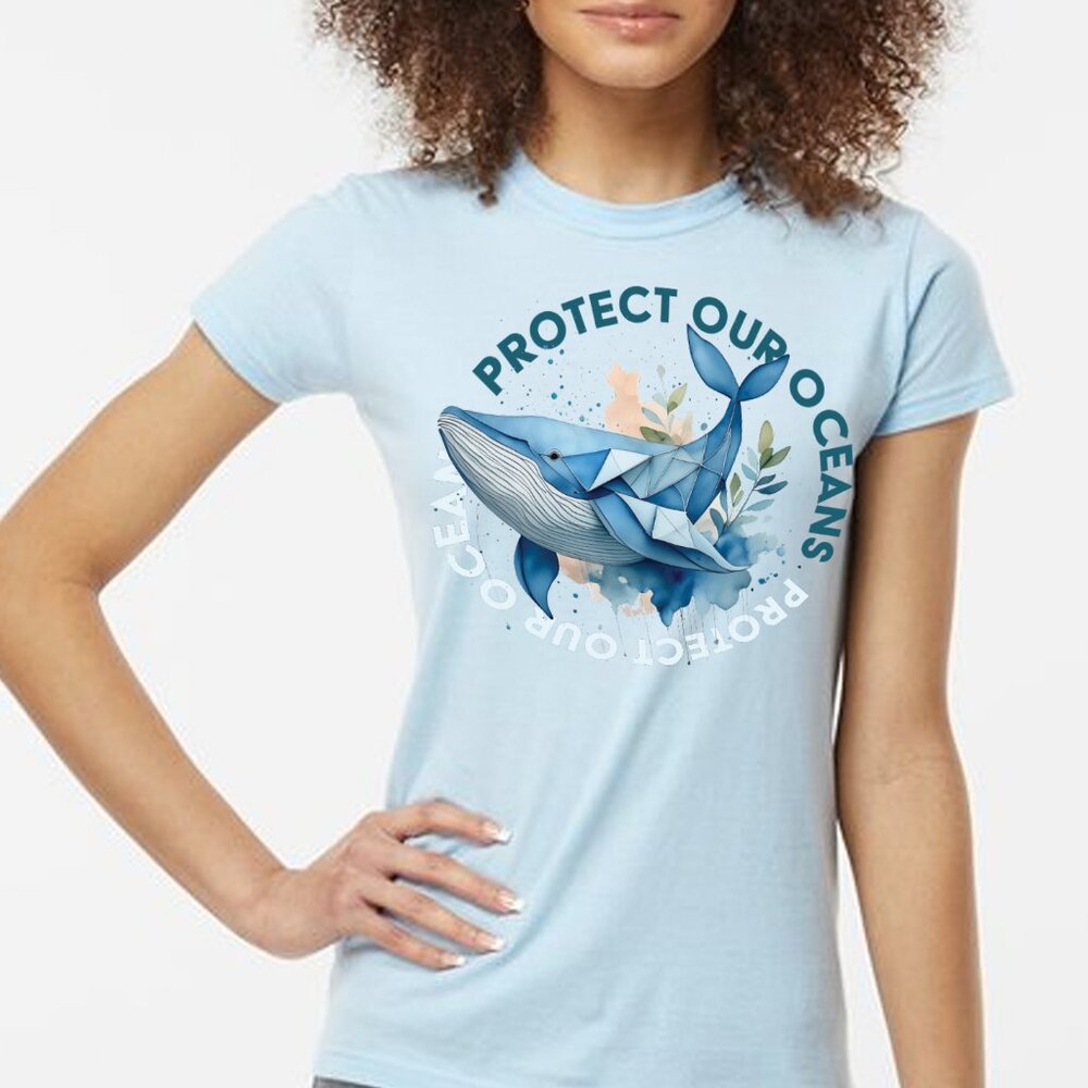 NWT "Protect our oceans" Crew Neck T-shirt - Whale, Blue